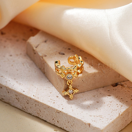 Элегантные геометрические серьги-каффы с латунным паве из прозрачных кубических цирконий IE4241-5-1