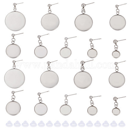18 шт. 9 плоских круглых серег-гвоздиков из нержавеющей стали 304 STAS-UN0027-32-1