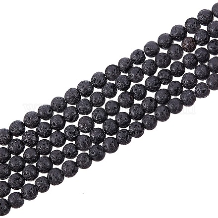Fili di perle rotonde in pietra lavica naturale G-R285-4mm-06-1