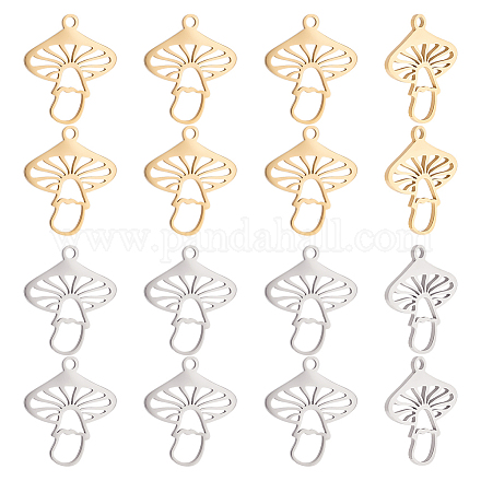 UNICRAFTALE About 16Pcs 2 Color 304 Stainless Steel Mushroom Pendants Plant Charms Fungus Pendant Lovely Food Vegetable Pendants for Bracelet Necklace Earrings Making STAS-UN0039-50-1