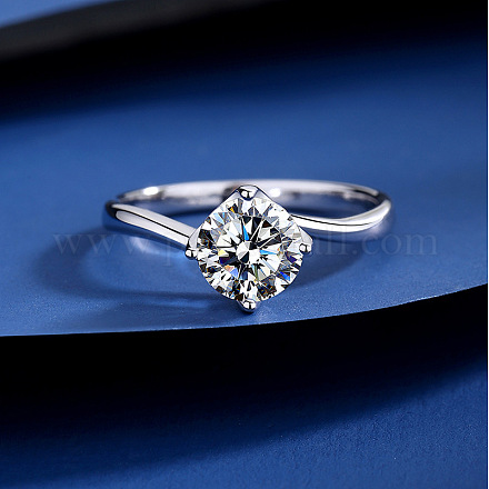 Плоские круглые кольца из стерлингового серебра с родиевым покрытием и микропаве из кубических цирконий для женщин WG84544-01-1