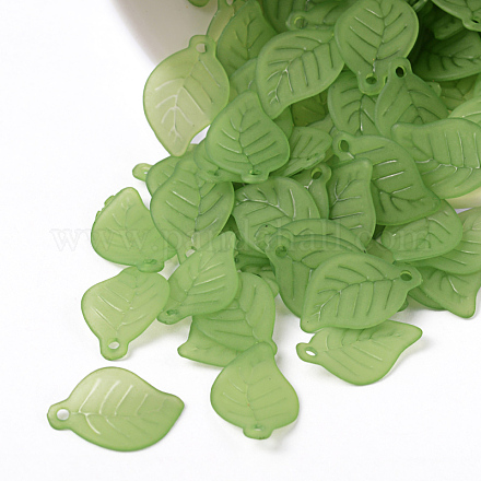 Light Green Frosted Acrylic Leaf Pendants X-FACR-551-3-1