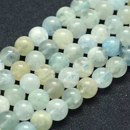 Natural Aquamarine Beads Strands G-P342-11-8mm-A-1