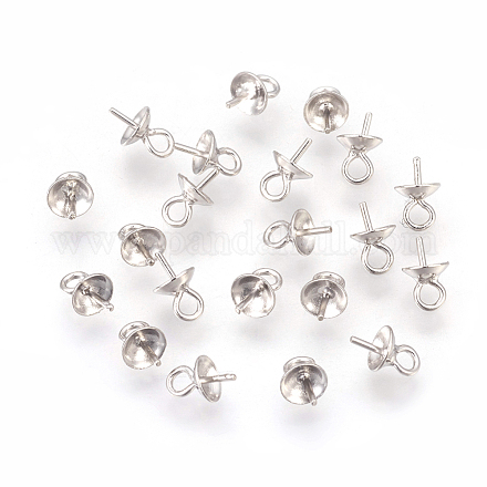 925 pin ciondoli in argento sterling perla tazza cauzione STER-P045-01P-6mm-1