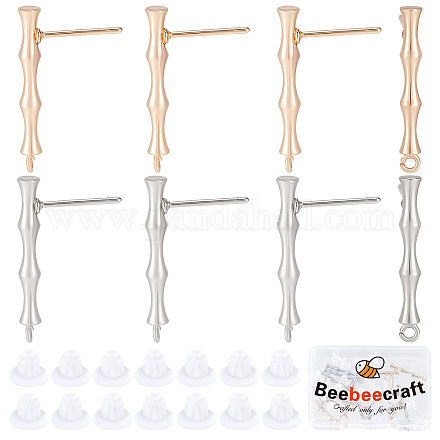 Beebeecraft 20Pcs Brass Bamboo Shape Stud Earring Findings KK-BBC0004-91-1