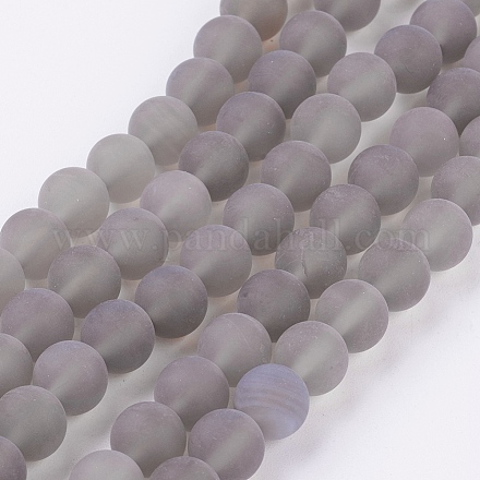 Natural Grey Agate Bead Strands G-H055-10mm-1