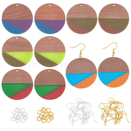 Наборы для самостоятельного изготовления деревянных сережек-подвесок из ореха DIY-OC0006-63-1