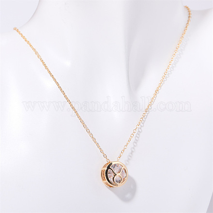 Латунные плоские круглые ожерелья с подвесками в виде созвездий из прозрачного кубического циркония WGDD0B3-04-1