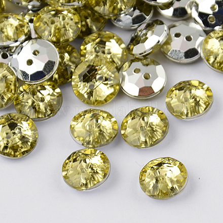 Botones redondos planos del diamante artificial de acrílico de Taiwán de 2-agujero BUTT-F015-11.5mm-33-1