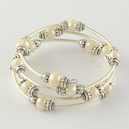 Trois boucles de bracelets wrap perle de perles BJEW-S041-01-1