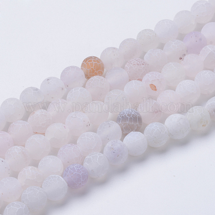 Chapelets de perle en agate craquelée naturelle et teinte X-G-T056-8mm-04-1