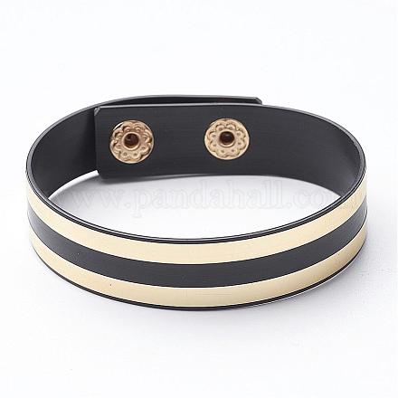 PU cordon en cuir bracelets snap BJEW-P136-02-1