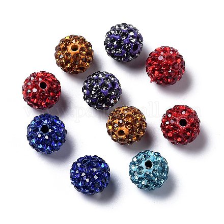 Mixta grado de color arcilla polimérica un diamante de imitación de cristal pavimenta los abalorios bola de discoteca X-RB-H258-10MM-M-1