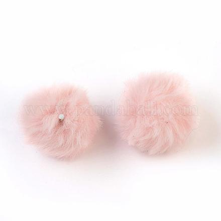 Colgantes cubiertos de bola de pompón de piel de conejo de imitación hecha a mano WOVE-F021-A16-1
