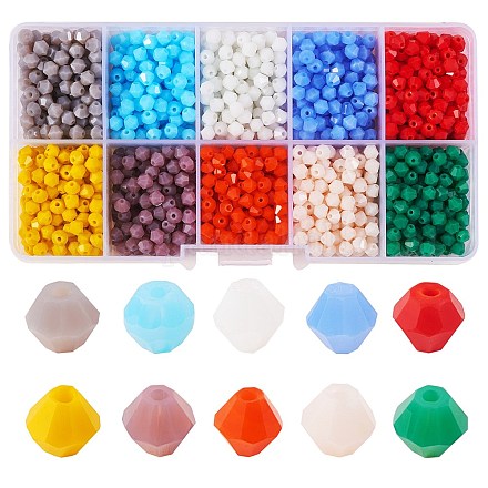 1800 Stück 10 Farben undurchsichtige einfarbige Glasperlenstränge GLAA-SZ0001-84-1