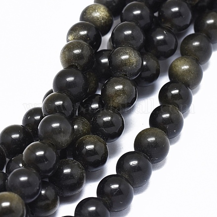 Natürliche goldenen Glanz Obsidian Perlen Stränge G-L476-08-1
