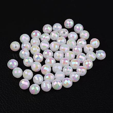 Faceted Colorful Eco-Friendly Poly Styrene Acrylic Round Beads SACR-K001-8mm-78-1