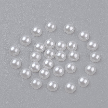 5mm blanc crème dôme demi rond acrylique imité cabochons de perles fit téléphone décoration X-OACR-H001-4-1