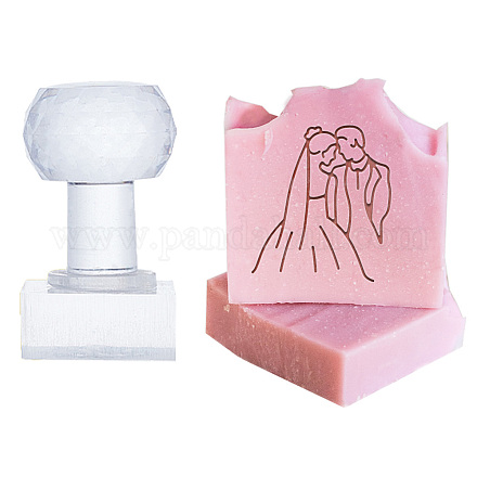 PH PandaHall Wedding Characters Soap Stamps Soap Embossing Stamp with Handles DIY-WH0438-042-1