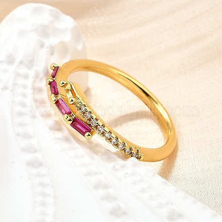 Манжеты из латуни с микро паве кубический цирконий для женщин RJEW-H247-03G-1