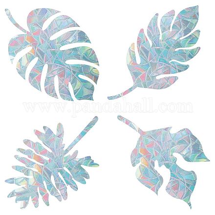 GORGECRAFT 16PCS Leaf Window Clings Anti Collision Rainbow Window Glass Alert Stickers for Birds Strike Palm Leaves Decals Non Adhesive Prismatic Vinyl Film for Sliding Doors Windows Glass DIY-WH0256-046-1