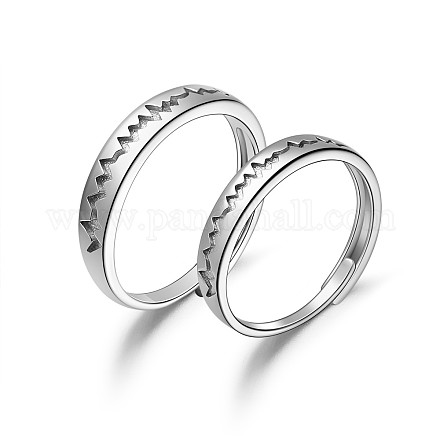 Shegrace coppia di anelli regolabili in argento sterling placcato rodio JR238A-1