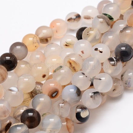 Chapelets de perles rondes en agate naturelle X-G-E321C-6mm-01-1