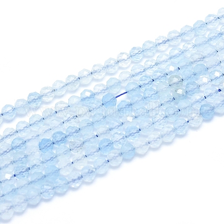 Chapelets de perles en aigue-marine naturelle G-D0003-E85-4MM-1