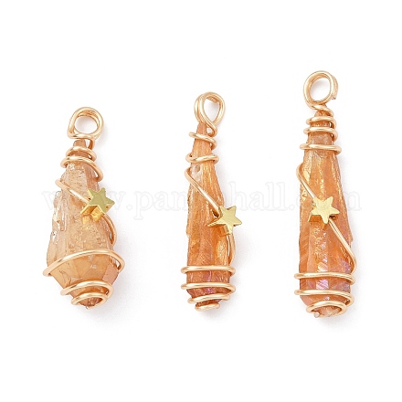 Colgantes envueltos en alambre de cobre y cristal de cuarzo natural PALLOY-JF02413-01-1