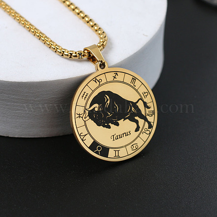 Плоские круглые ожерелья с подвеской из нержавеющей стали в виде созвездия 201 WG10AD9-02-1