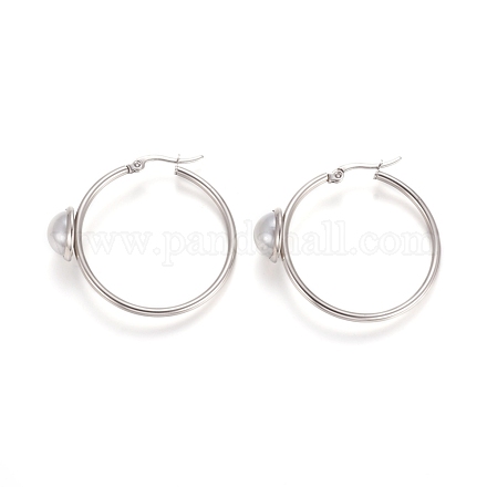 304 Stainless Steel Hoop Earrings STAS-D171-13P-1