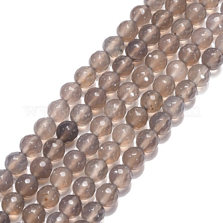 Chapelets de perles en agate grise naturelle X-G-G067-8mm-1-1