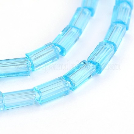 Faceted Cuboid Transparent Glass Bead Strands GLAA-J081-A14-1