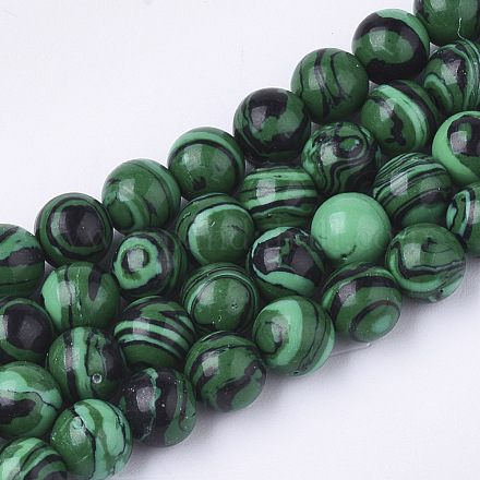 Chapelets de perles en malachite synthétique G-S356-01-1