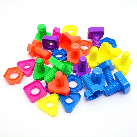 プラスチック製ビルディングブロック  子供のおもちゃ  カラフル  43.5~46x44~50x13.5~54mm  穴：17.5~22mm  ピン：17~23mm  50~54個/袋 DIY-WH0204-61-1