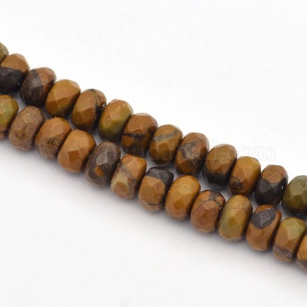 Faceted Rondelle Natural Bamboo Leaf Agate Beads Strands G-E302-008-4mm-1