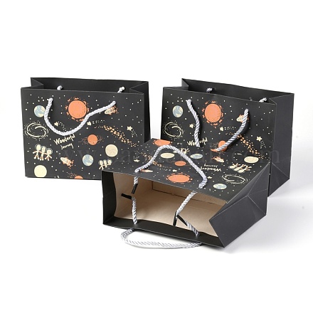 漫画の紙袋  火星の模様の長方形  ジュエリー収納用  ブラック  24.5x19.5x0.45cm CARB-P006-04A-01-1