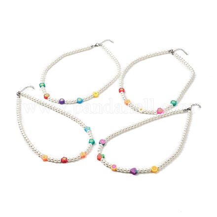Verre collier de perles de perles NJEW-JN03733-1