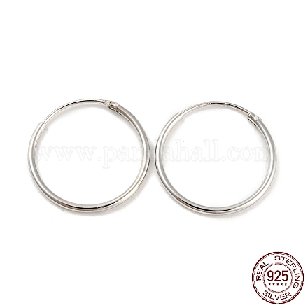 925 orecchino a cerchio Huggie in argento sterling placcato in rodio STER-P051-01B-P-1