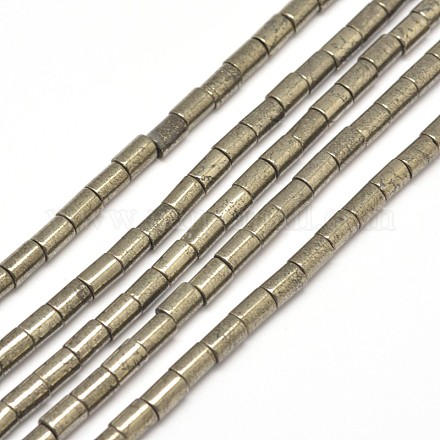 Perles colonne de pyrite naturelle brins X-G-I126-25-6x4mm-1
