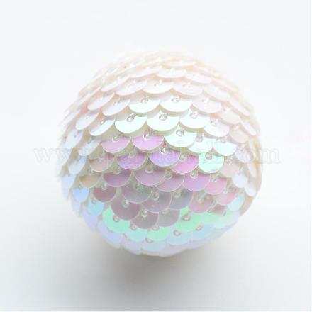 Handmade Woven Foam Wrapped with Paillettes Round Beads WOVE-T001-30mm-09-1