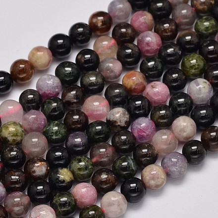 Round Natural Tourmaline Beads Strands G-K068-13-6mm-1