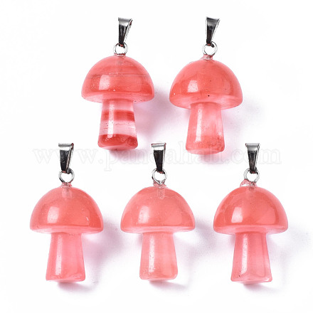 Cherry Quartz Glass Pendants G-N0325-10F-1