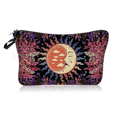 Pochettes à cosmétiques en polyester à motif éclipse de lune et de soleil PW-WG49010-02-1