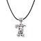 Alloy with Black Glass Rabbit Pendant Waxed Cord Necklaces for Women, Antique Silver & Platinum, 18.03 inch(45.8cm)