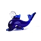 Handmade Lampwork Pendants, Dolphin Charms, Medium Blue, 21~25x39.5~42x17~20mm, Hole: 3~4mm