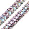 Electroplate Glass Beads Strands, Moon, Lilac, 9x14x7mm, Hole: 0.9mm, about 99~101pcs/strand, 35.08~36.36''(89.1~90.9cm)