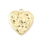 Brass Pendants, Cadmium Free & Nickel Free & Lead Free, Heart, Texture, Real 14K Gold Plated, 17.5x16x3mm, Hole: 1.4mm