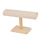 Velvet T-Bar Bracelet Display Stands  with Wooden Base, Jewelry Organizer Holder for Watch, Bracelet, PapayaWhip, 22.5x7.4x13.5cm
