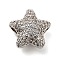 Brass Micro Pave Cubic Zirconia Bead, Rack Plating, Long-Lasting Plated, Lead Free & Cadmium Free, Star, Platinum, 12x13x8mm, Hole: 1.2mm and 3x2mm